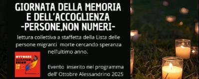 GIORNATA DELLA MEMORIA E DELL'ACCOGLIENZA: PERSONE, NON NUMERI!